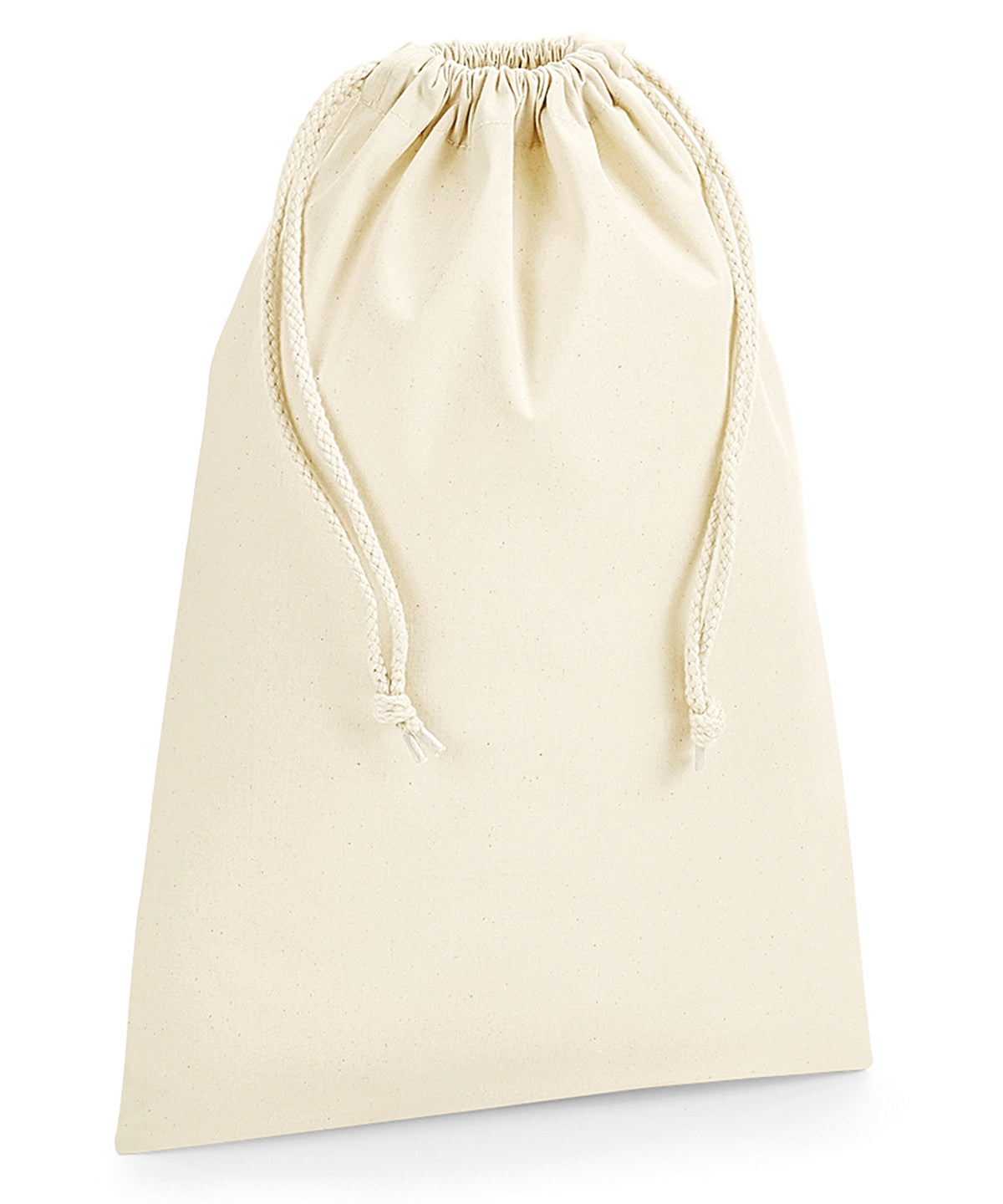 Natural organic premium cotton stuff bag front view