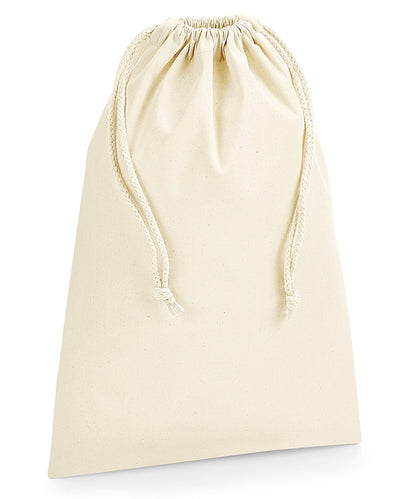 Natural organic premium cotton stuff bag front view