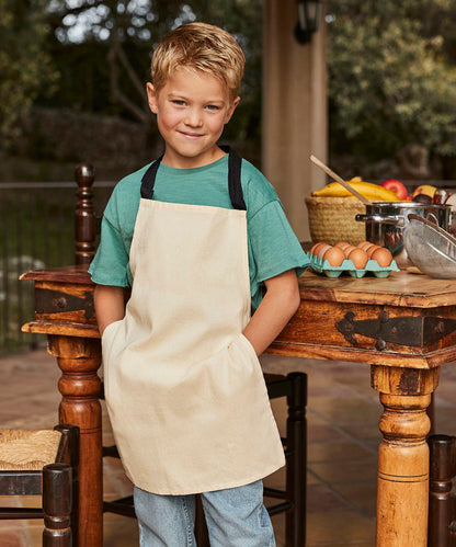 Natural/Pastel Pink fairtrade cotton junior craft apron front view