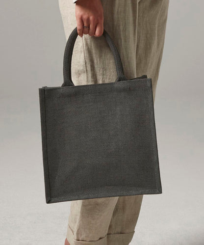 Natural/Black jute midi tote front view