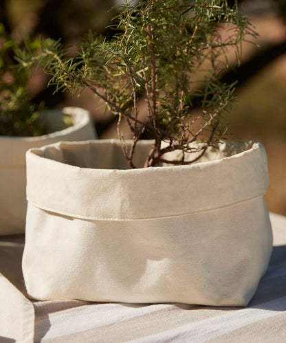 Natural reversible canvas organiser front view