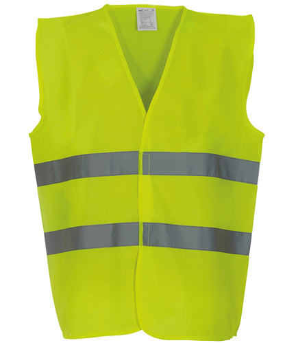 Yellow hi-vis 2-band waistcoat (hvw102) front view