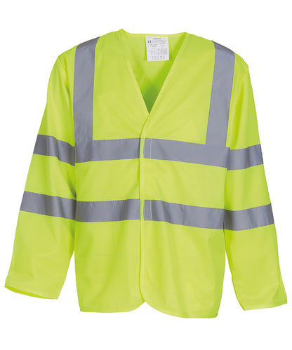 Yellow hi-vis long sleeve waistcoat (hvj200) front view