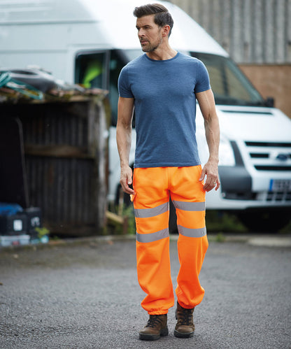Yellow hi-vis jogging pants (hv016t) front view