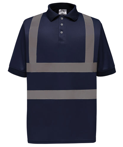 Yellow hi-vis short sleeve polo (hvj210) front view