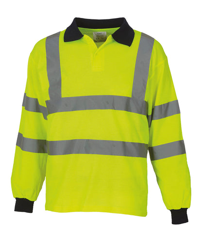 Yellow hi-vis long sleeve polo (hvj310) front view
