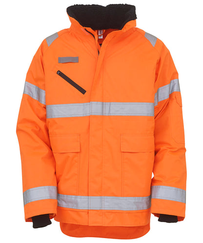 Orange hi-vis fontaine storm jacket (hvp30) front view