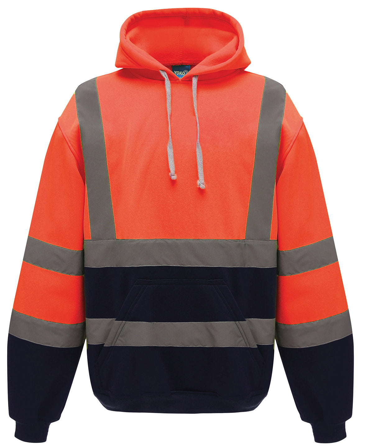 Yellow/Navy hi-vis pull-over hoodie (hvk05) front view