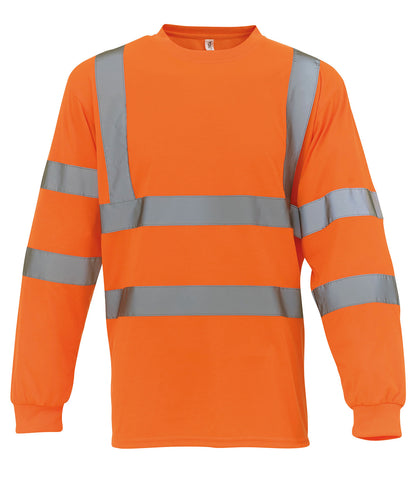 Yellow hi-vis long sleeve t-shirt (hvj420) front view