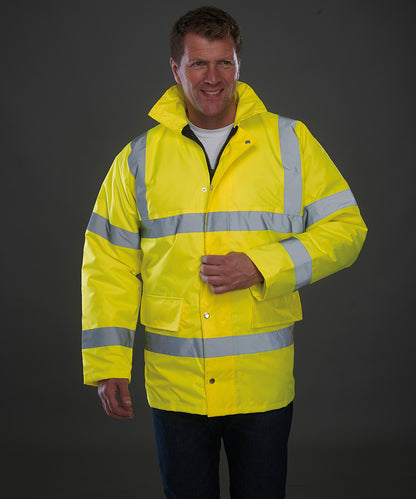 Yellow hi-vis classic motorway jacket (hvp30) front view