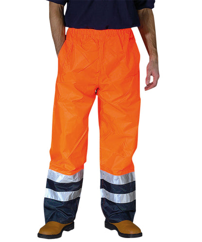 Yellow/Navy hi-vis waterproof overtrousers (hvs463) front view
