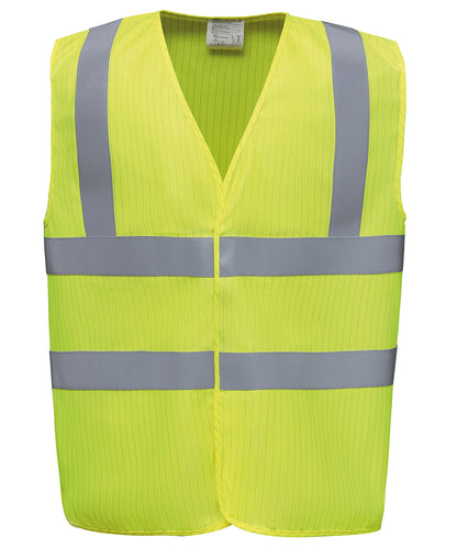 Yellow hi-vis flame-retardant anti-static waistcoat (hvw100asfr) front view