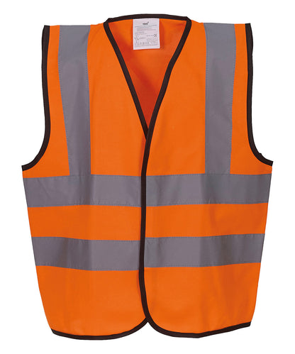 Yellow kids hi-vis 2 b&b waistcoat (hvw100ch) front view