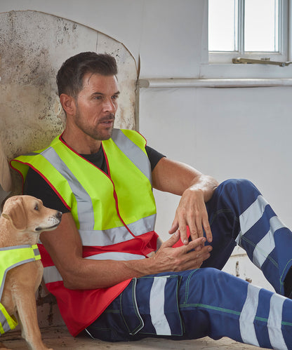 Hi-vis Yellow/Royal Blue hi-vis two-tone waistcoat (hvw122) front view