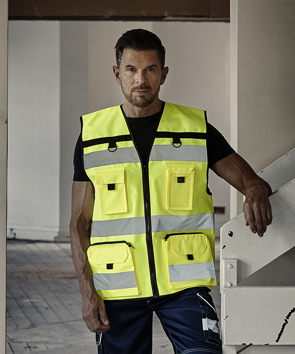 Hi-vis Yellow hi-vis ripstop tool vest (hvw108) front view